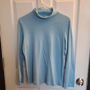 Light Blue Turtleneck Long Sleeve Top